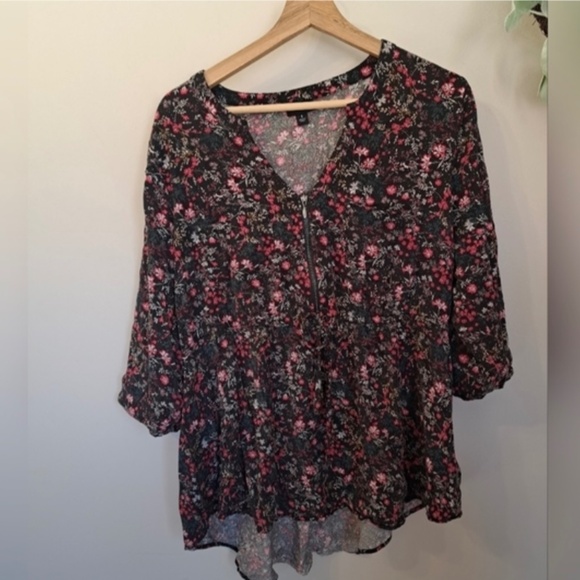 Torrid Babydoll Stretch Challis Zip-Front Tunic Top 1X - Picture 2 of 6